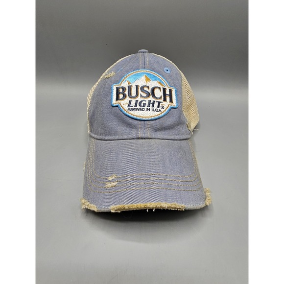 Headmost Busch Light Brewed In USA Hat Trucker Cap Distressed Meshed Snap Back - Picture 1 of 10